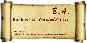 Berkovits Annamária névjegykártya